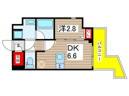 GRAN PASEO亀有(1DK/7階)の間取り写真