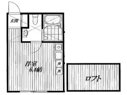 メティス(ワンルーム/2階)の間取り写真