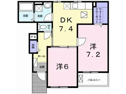 アルコバレーノ・Y(2DK/1階)の間取り写真
