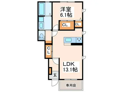 NOIR(1LDK/1階)の間取り写真