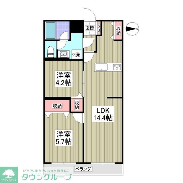 リブレス熊谷中央(2DK/1階)の間取り写真
