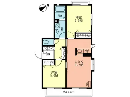 カメリア(2LDK/1階)の間取り写真