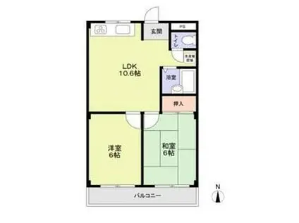 中村ハイツ(2LDK/2階)の間取り写真