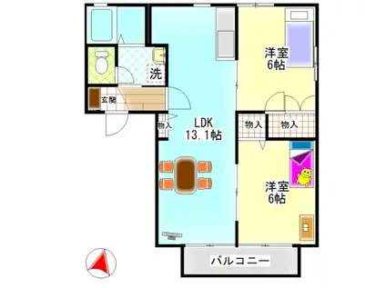 プリンス大島(2LDK/2階)の間取り写真