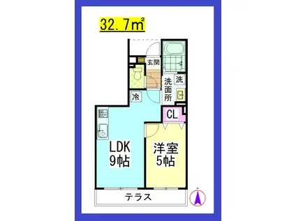 JH アール湘南(1LDK/1階)の間取り写真