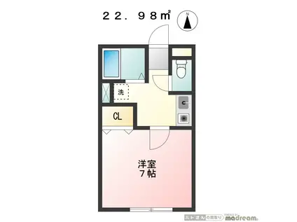 CASALAPAZ(1K/1階)の間取り写真