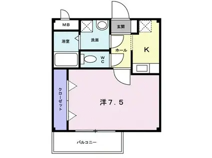 アルブル ヴィラージュI(1K/2階)の間取り写真