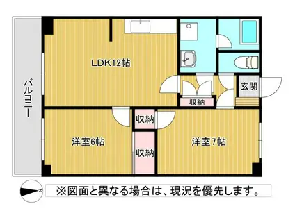 上馬寄スカイハイツ(2LDK/3階)の間取り写真