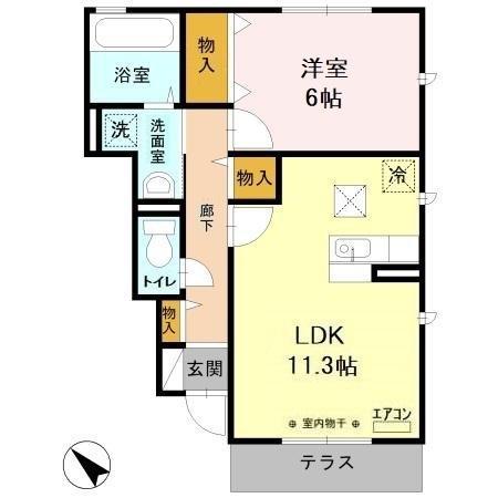 ショコラII(1LDK/1階)の間取り写真