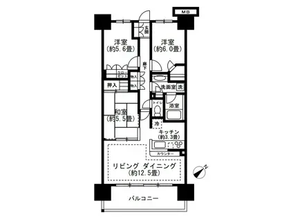 ウェリス南流山(3LDK/7階)の間取り写真