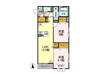 ノアールブラン泉中央(2LDK/2階)の間取り写真