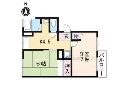 ラ・クルー横江C棟(2DK/2階)の間取り写真