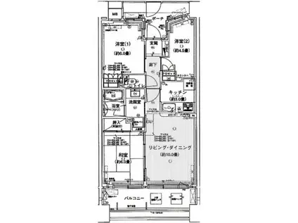 ヨコハマオールパークス ザ・グランド(3LDK/12階)の間取り写真