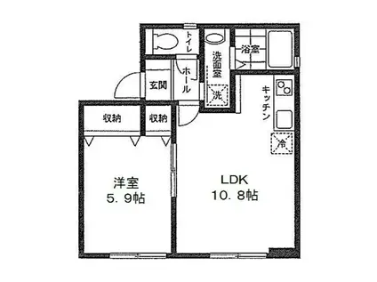 パナソレイユ(1LDK/1階)の間取り写真