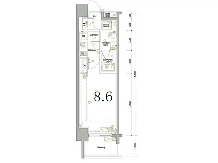 LA XEBEC東十条(1K/7階)の間取り写真