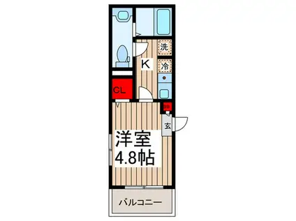 QUEENSLAND新越谷(1K/3階)の間取り写真