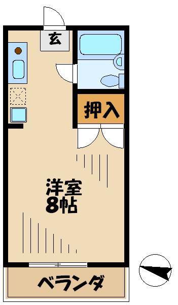クレセントヒルズ(1K/3階)の間取り写真