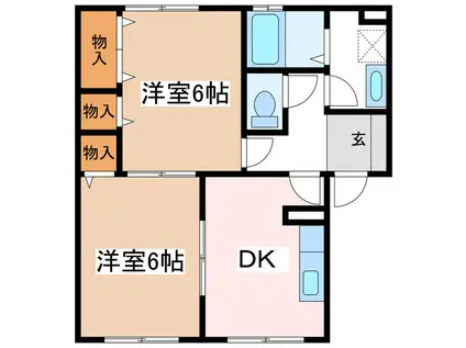 コーポナガタII(2DK/1階)の間取り写真