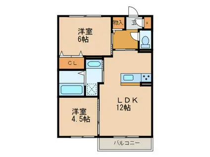 アンソレイエくさつ(2LDK/1階)の間取り写真