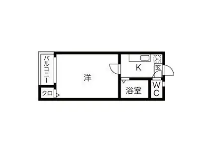 シャトー黄金(1K/1階)の間取り写真