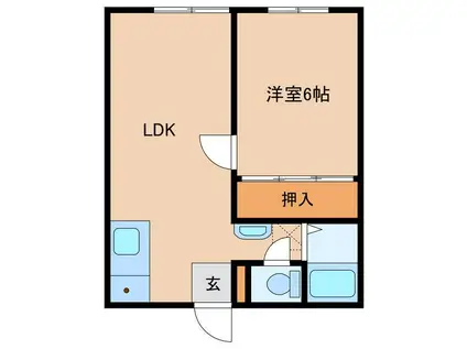 ＪＲ磐越東線 赤井駅 徒歩36分 2階建 築46年(1LDK/1階)の間取り写真