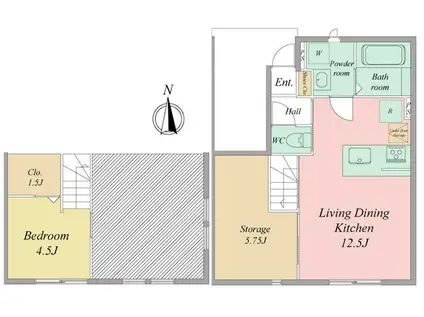 ヴィラ フェリシアI(2LDK/1階)の間取り写真
