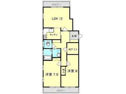 ドエルセントラル(2LDK/4階)の間取り写真