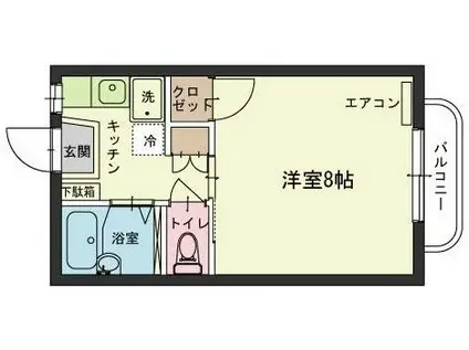 ネプチューン(1K/2階)の間取り写真