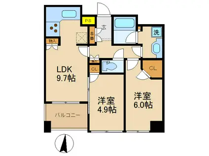 大宮ファーストプレイスタワー(2LDK/2階)の間取り写真