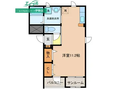 エルヴァンジュ(ワンルーム/1階)の間取り写真