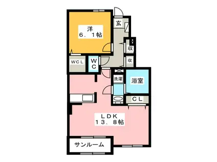 コンフォート856 II(1LDK/1階)の間取り写真