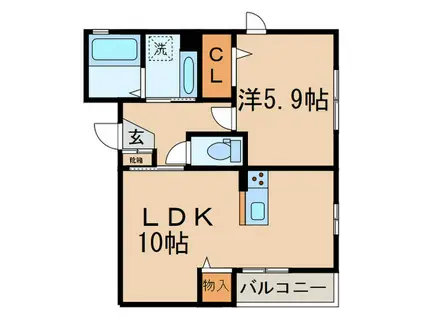 ラシュレ上丸子(1LDK/3階)の間取り写真
