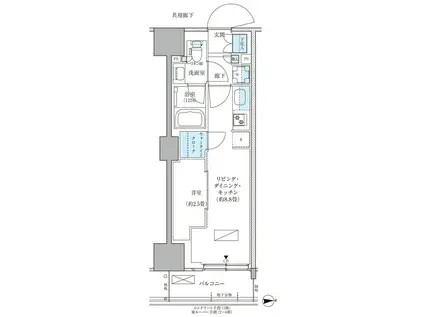 パークアクシス品川天王洲アイル(1LDK/2階)の間取り写真