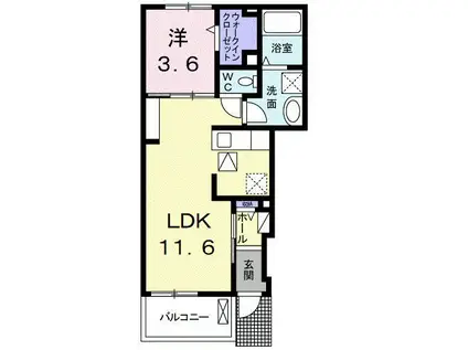 ミルトニアB(1LDK/1階)の間取り写真