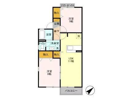 メゾンベール(2LDK/1階)の間取り写真