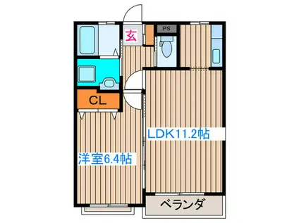 ハイルザーム向山(1LDK/1階)の間取り写真