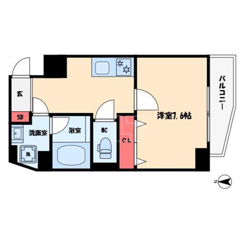 モンサンミッシェル北浜(1K/10階)の間取り写真