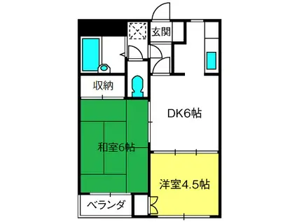 ヴィラージュ元町(2DK/3階)の間取り写真