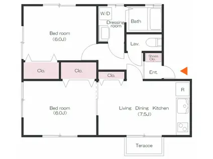シティハイツA(2LDK/1階)の間取り写真