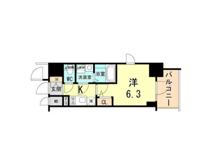 エスリードザ・ランドマーク神戸(1K/9階)の間取り写真