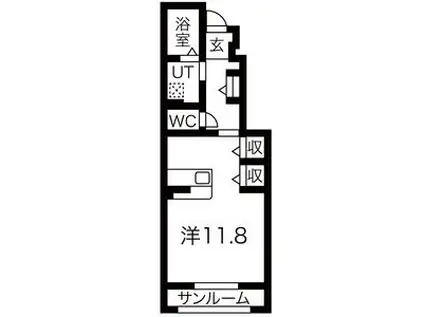 ブライトコート松が岬(ワンルーム/1階)の間取り写真
