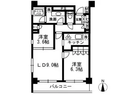 レジディア中落合C(2LDK/7階)の間取り写真