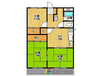 メゾンドゥ亀川(3DK/3階)の間取り写真