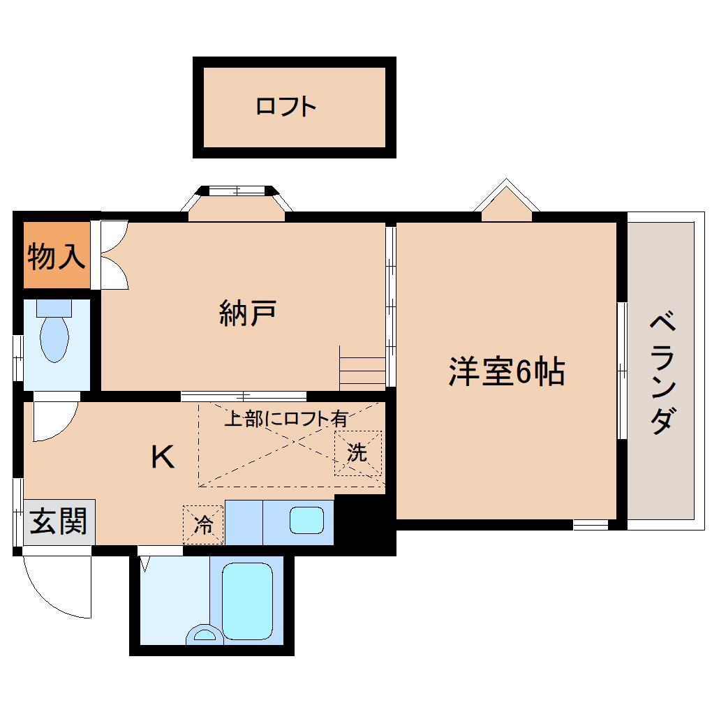 ヴェラノーバ双葉II(1SK/2階)の間取り写真