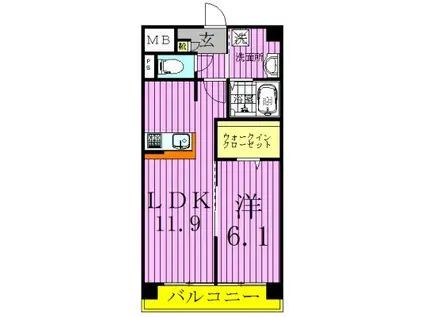 アリーズ メドウ(1LDK/4階)の間取り写真
