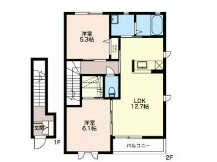 カーサファミリオ A棟(2LDK/2階)の間取り写真