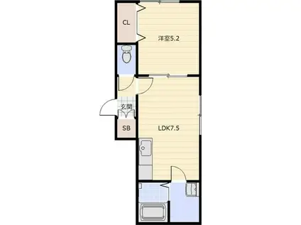 リオマーニ デュオ(1LDK/1階)の間取り写真