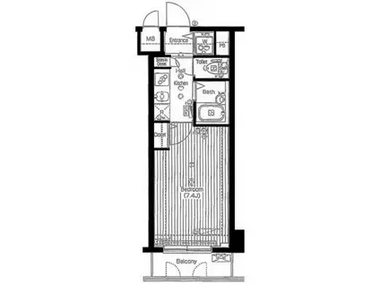 グランド・ガーラ三田(1K/7階)の間取り写真