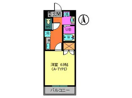 トレセリア暁町(1K/3階)の間取り写真