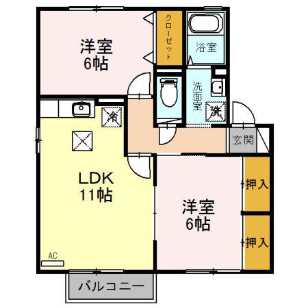 フレスコハウス(2LDK/1階)の間取り写真
